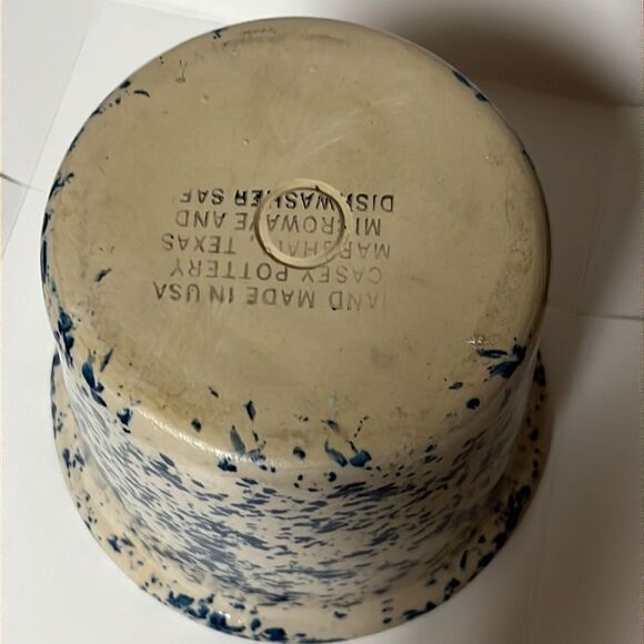 Casey Pottery Marshall, TX Blue Spongeware Crock 4.5" H - Picture 7 of 8